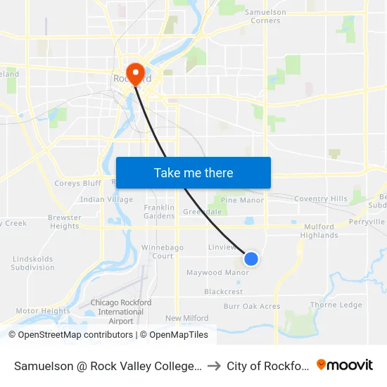 Samuelson @ Rock Valley College-S to City of Rockford map