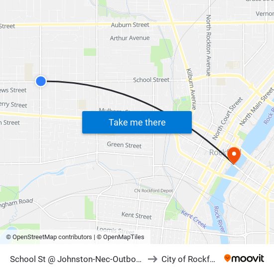 School St @ Johnston-Nec-Outbound to City of Rockford map