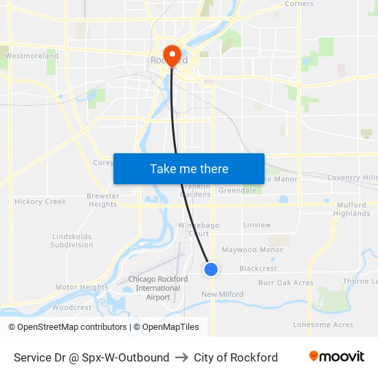 Service Dr @ Spx-W-Outbound to City of Rockford map