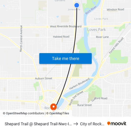 Shepard Trail @ Shepard Trail-Nwc-Inbound to City of Rockford map