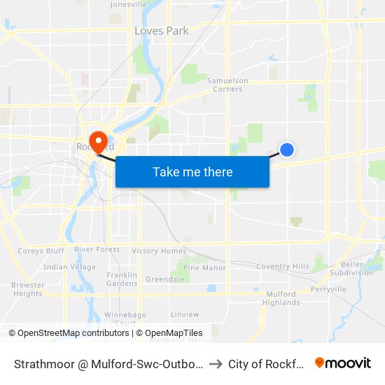 Strathmoor @ Mulford-Swc-Outbound to City of Rockford map