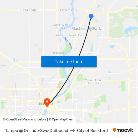 Tampa @ Orlando-Swc-Outbound to City of Rockford map