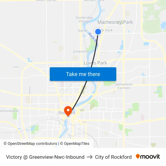 Victory @ Greenview-Nwc-Inbound to City of Rockford map