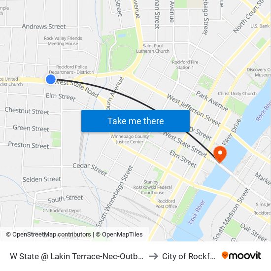 W State @ Lakin Terrace-Nec-Outbound to City of Rockford map