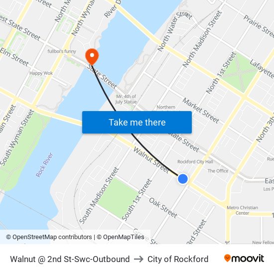 Walnut @ 2nd St-Swc-Outbound to City of Rockford map