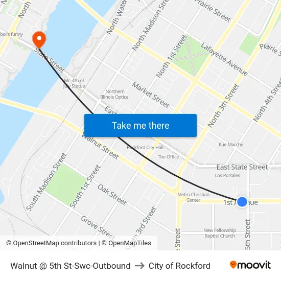 Walnut @ 5th St-Swc-Outbound to City of Rockford map