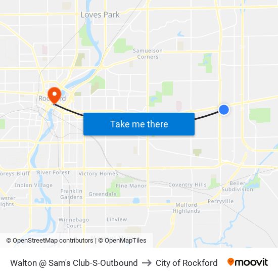 Walton @ Sam's Club-S-Outbound to City of Rockford map