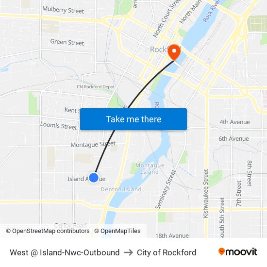 West @ Island-Nwc-Outbound to City of Rockford map