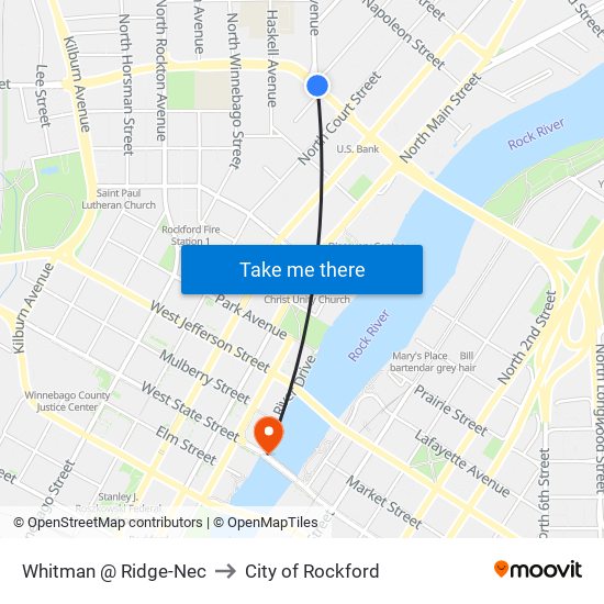 Whitman @ Ridge-Nec to City of Rockford map