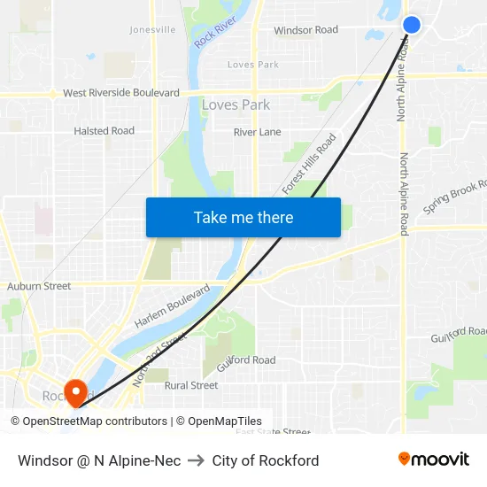 Windsor @ N Alpine-Nec to City of Rockford map
