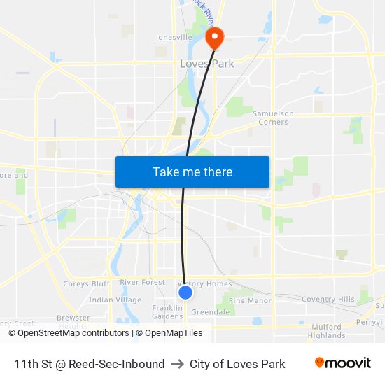 11th St @ Reed-Sec-Inbound to City of Loves Park map