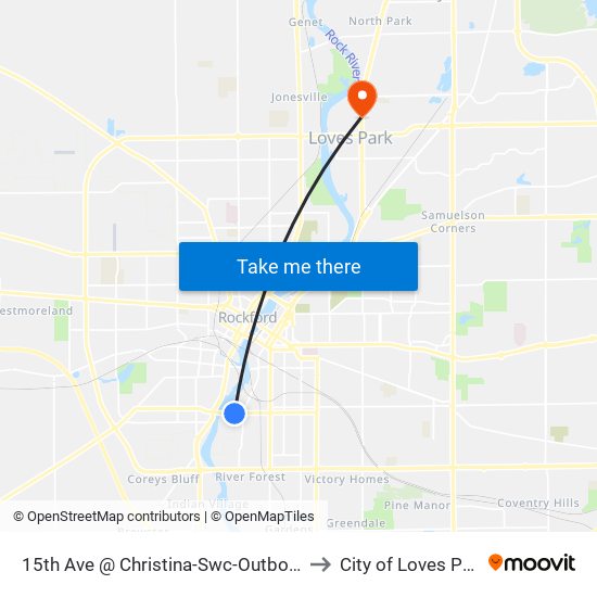 15th Ave @ Christina-Swc-Outbound to City of Loves Park map