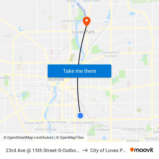 23rd Ave @ 15th Street-S-Outbound to City of Loves Park map