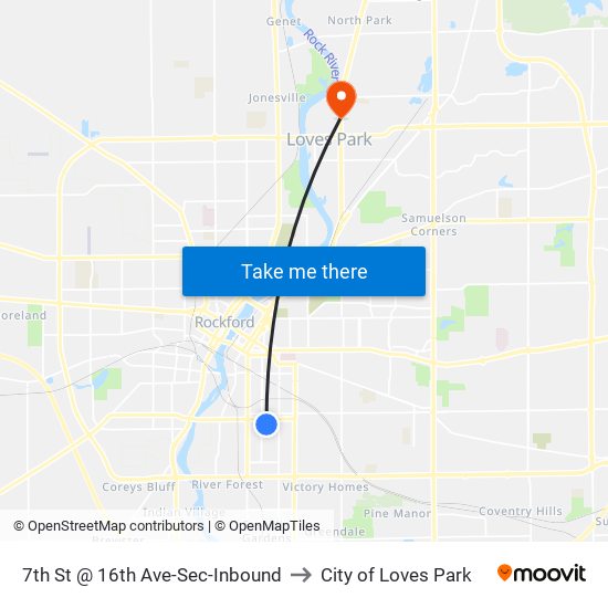 7th St @ 16th Ave-Sec-Inbound to City of Loves Park map