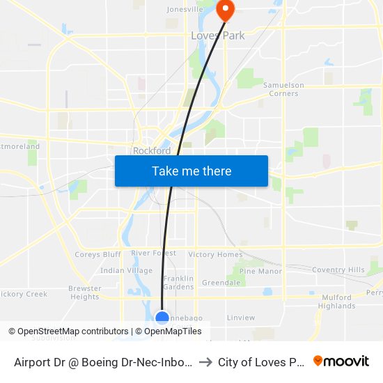 Airport Dr @ Boeing Dr-Nec-Inbound to City of Loves Park map