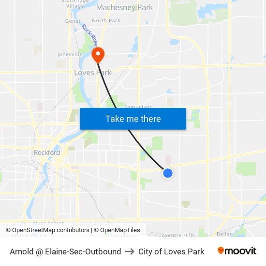 Arnold @ Elaine-Sec-Outbound to City of Loves Park map