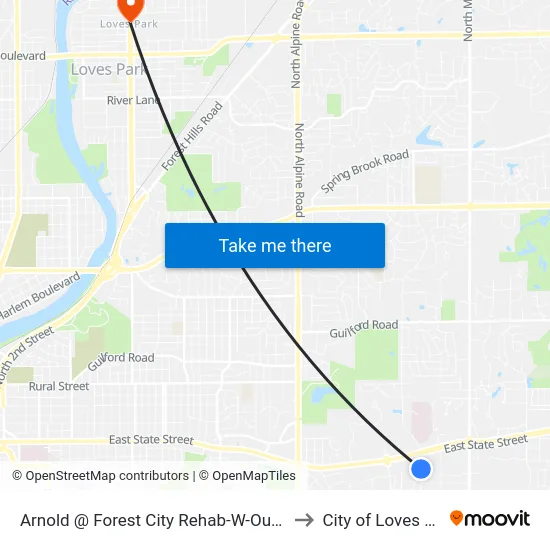 Arnold @ Forest City Rehab-W-Outbound to City of Loves Park map