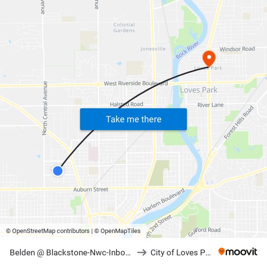 Belden @ Blackstone-Nwc-Inbound to City of Loves Park map