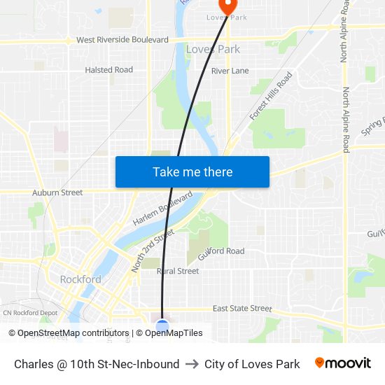 Charles @ 10th St-Nec-Inbound to City of Loves Park map