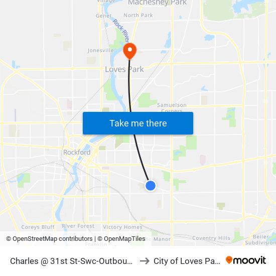 Charles @ 31st St-Swc-Outbound to City of Loves Park map