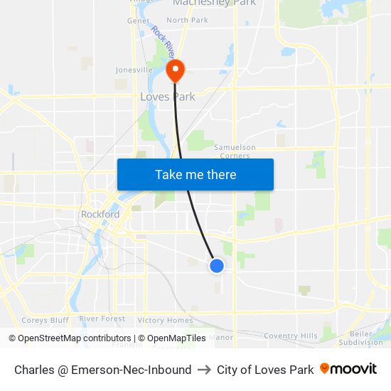 Charles @ Emerson-Nec-Inbound to City of Loves Park map