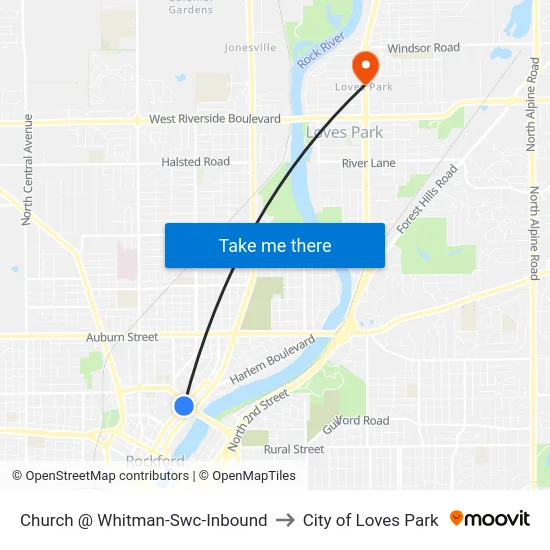 Church @ Whitman-Swc-Inbound to City of Loves Park map
