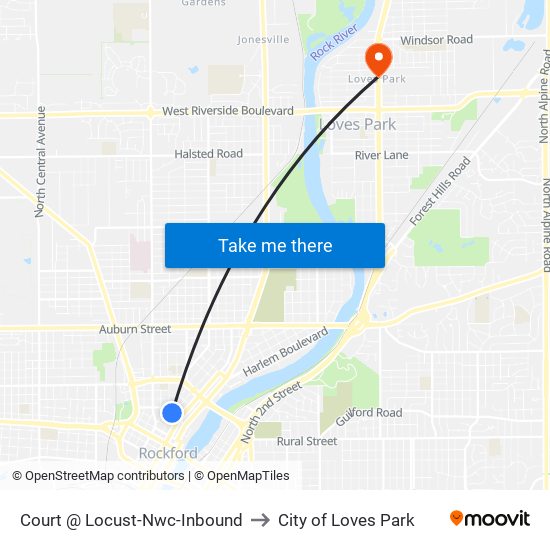 Court @ Locust-Nwc-Inbound to City of Loves Park map