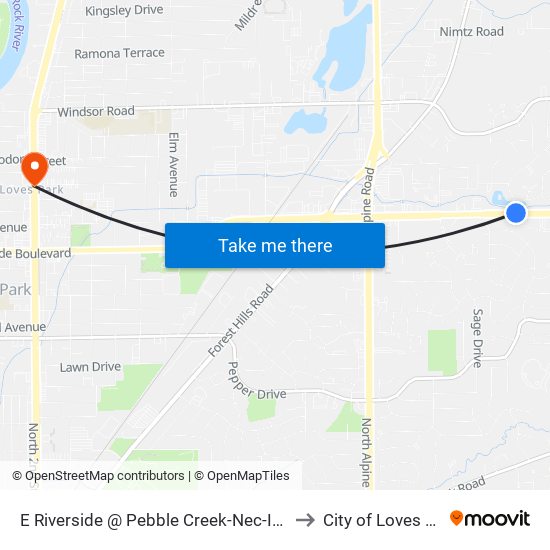 E Riverside @ Pebble Creek-Nec-Inbound to City of Loves Park map