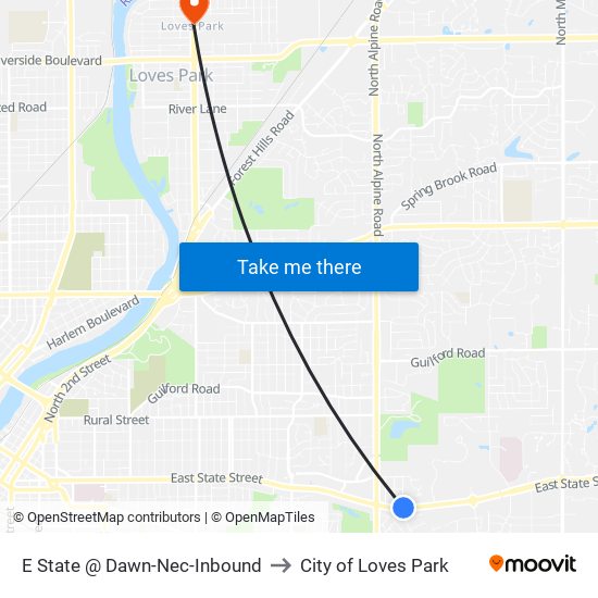 E State @ Dawn-Nec-Inbound to City of Loves Park map