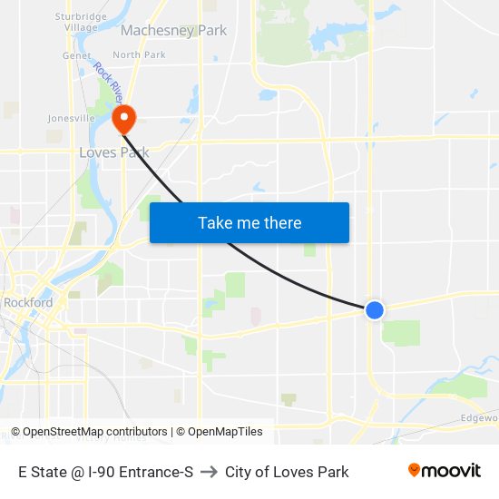 E State @ I-90 Entrance-S to City of Loves Park map