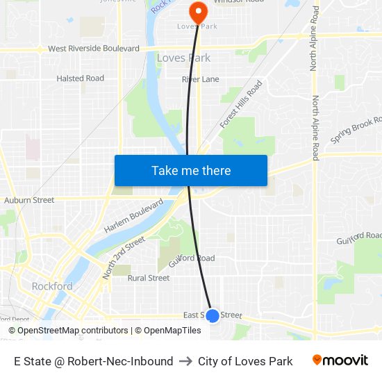 E State @ Robert-Nec-Inbound to City of Loves Park map