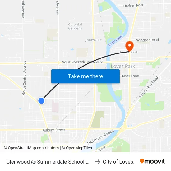 Glenwood @ Summerdale School-W-Inbound to City of Loves Park map