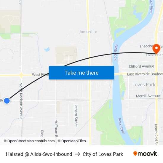 Halsted @ Alida-Swc-Inbound to City of Loves Park map