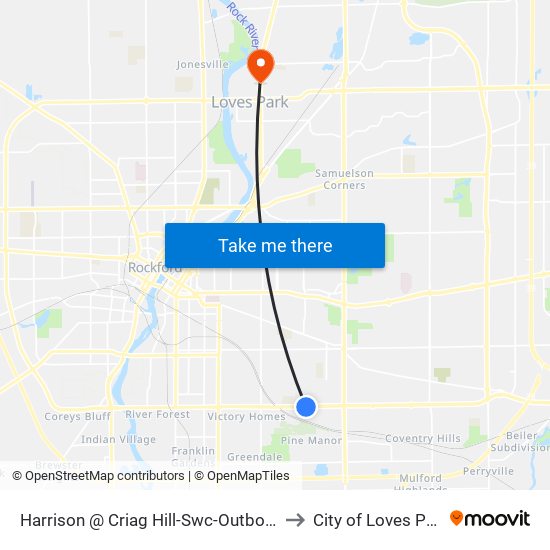 Harrison @ Criag Hill-Swc-Outbound to City of Loves Park map