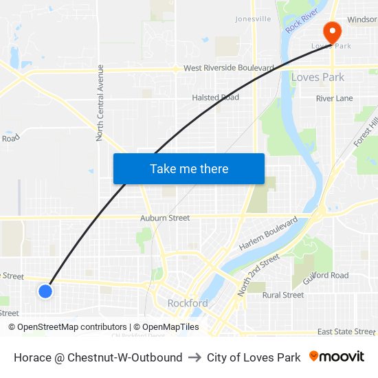 Horace @ Chestnut-W-Outbound to City of Loves Park map