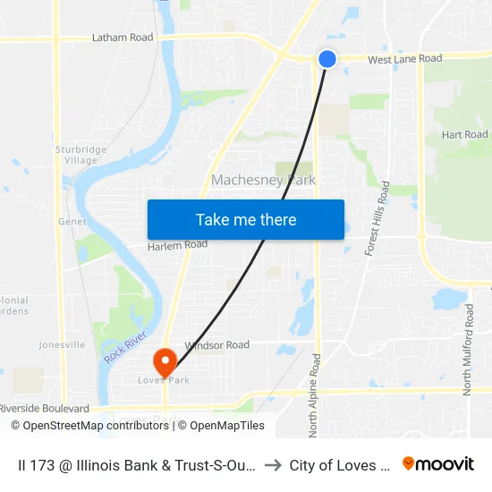 Il 173 @ Illinois Bank & Trust-S-Outbound to City of Loves Park map