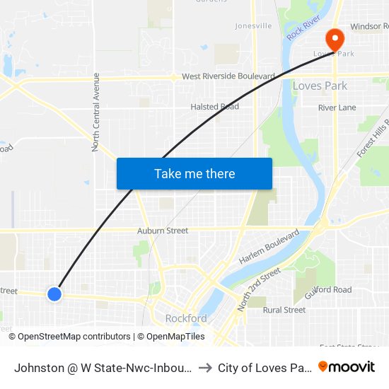 Johnston @ W State-Nwc-Inbound to City of Loves Park map