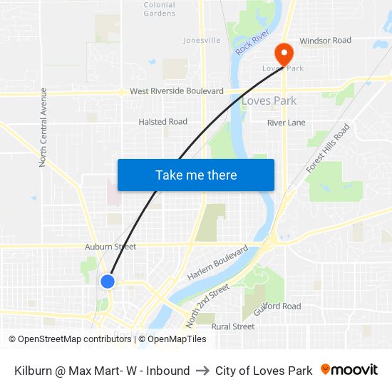 Kilburn @ Max Mart- W - Inbound to City of Loves Park map