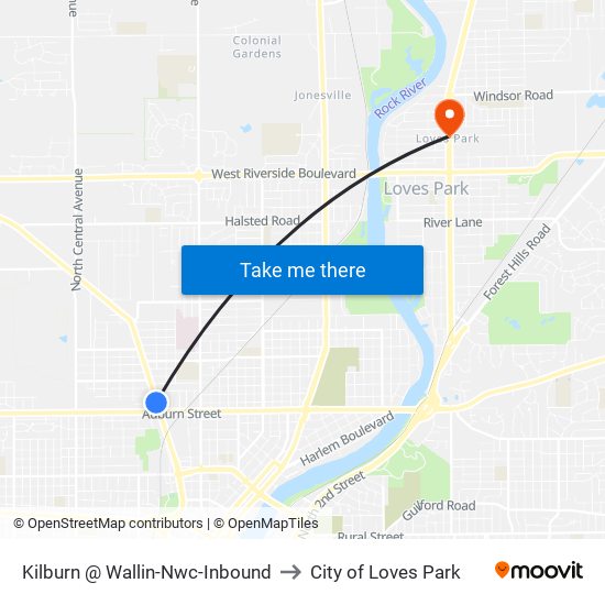 Kilburn @ Wallin-Nwc-Inbound to City of Loves Park map