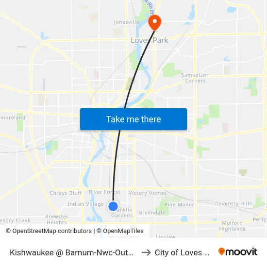Kishwaukee @ Barnum-Nwc-Outbound to City of Loves Park map