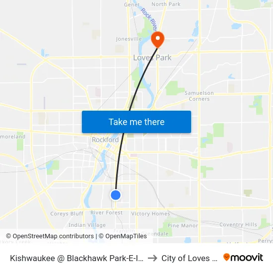 Kishwaukee @ Blackhawk Park-E-Inbound to City of Loves Park map