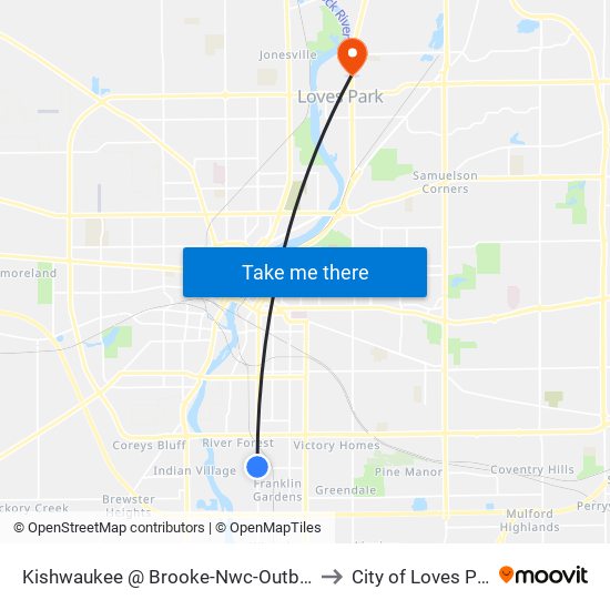 Kishwaukee @ Brooke-Nwc-Outbound to City of Loves Park map