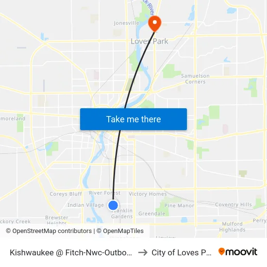 Kishwaukee @ Fitch-Nwc-Outbound to City of Loves Park map