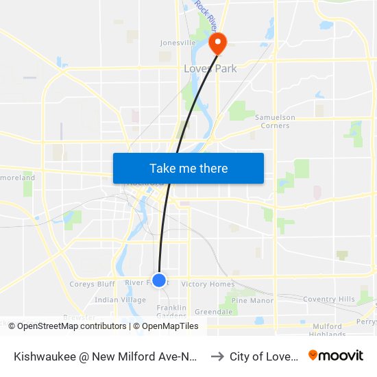 Kishwaukee @ New Milford Ave-Nwc-Outbound to City of Loves Park map