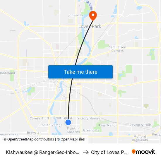 Kishwaukee @ Ranger-Sec-Inbound to City of Loves Park map