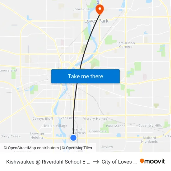 Kishwaukee @ Riverdahl School-E-Inbound to City of Loves Park map