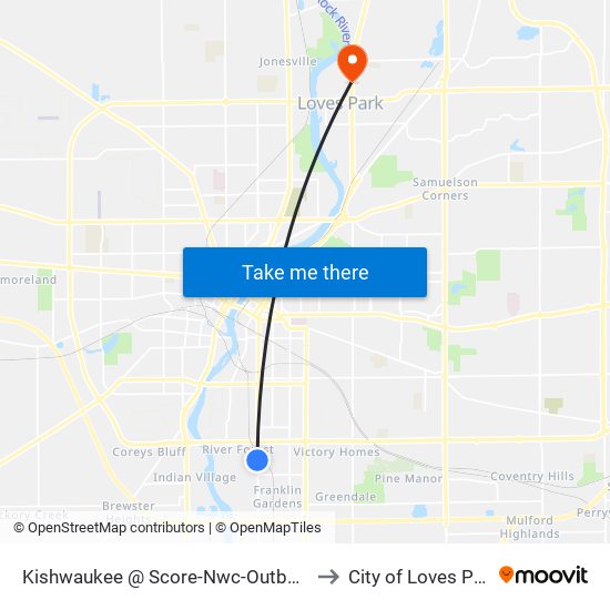 Kishwaukee @ Score-Nwc-Outbound to City of Loves Park map