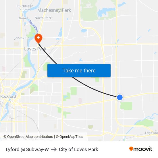 Lyford @ Subway-W to City of Loves Park map