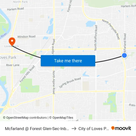 Mcfarland @ Forest Glen-Sec-Inbound to City of Loves Park map
