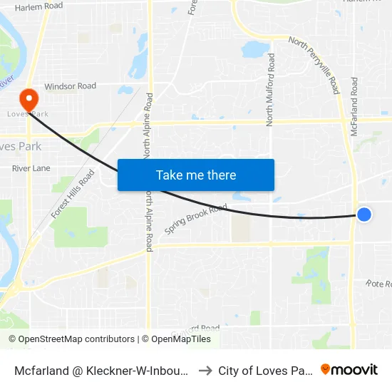 Mcfarland @ Kleckner-W-Inbound to City of Loves Park map